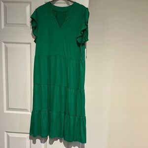 Green Ruffle Sleeve Dress